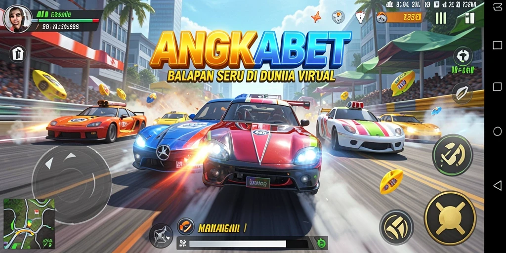 Tampilan gameplay balap yang mendebarkan dan penuh aksi.
