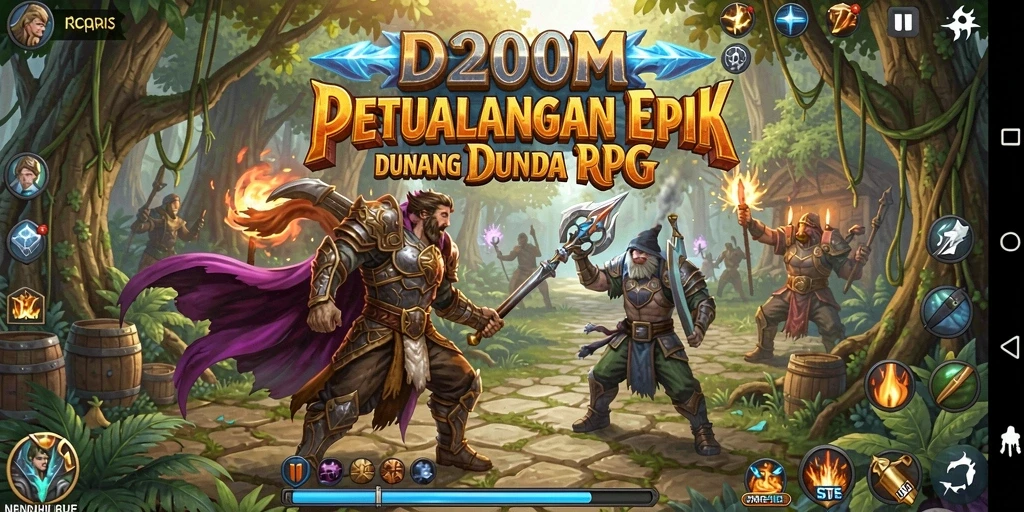 Tangkapan layar gameplay D200M dengan pertarungan menegangkan.