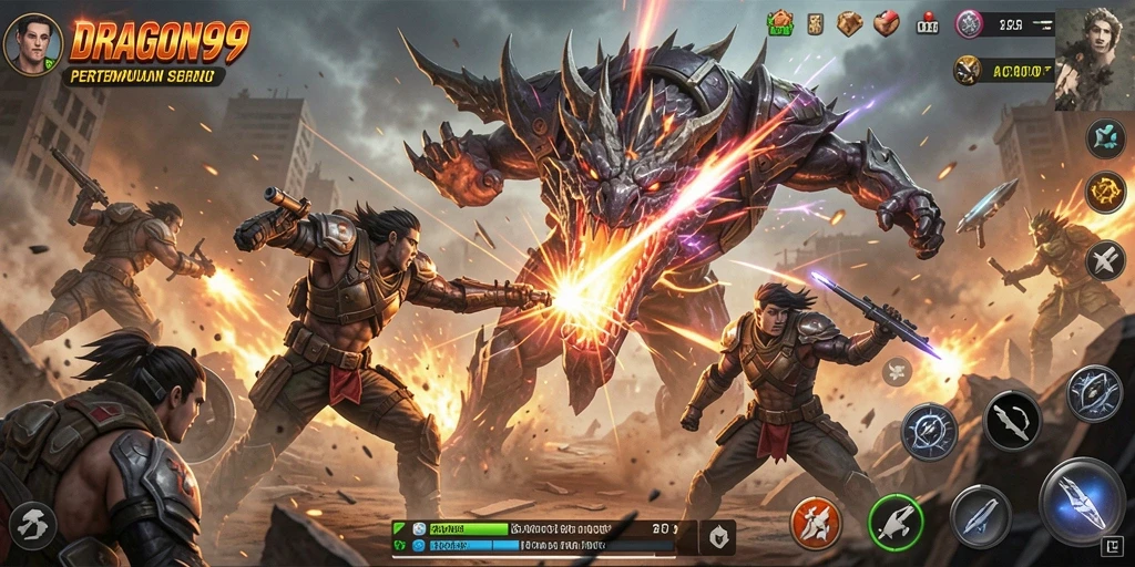 Gameplay mendebarkan dengan aksi penuh adrenalin dalam DRAGON99.