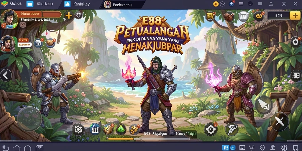 Gambar menampilkan aksi seru dalam petualangan E88 yang menggembirakan.