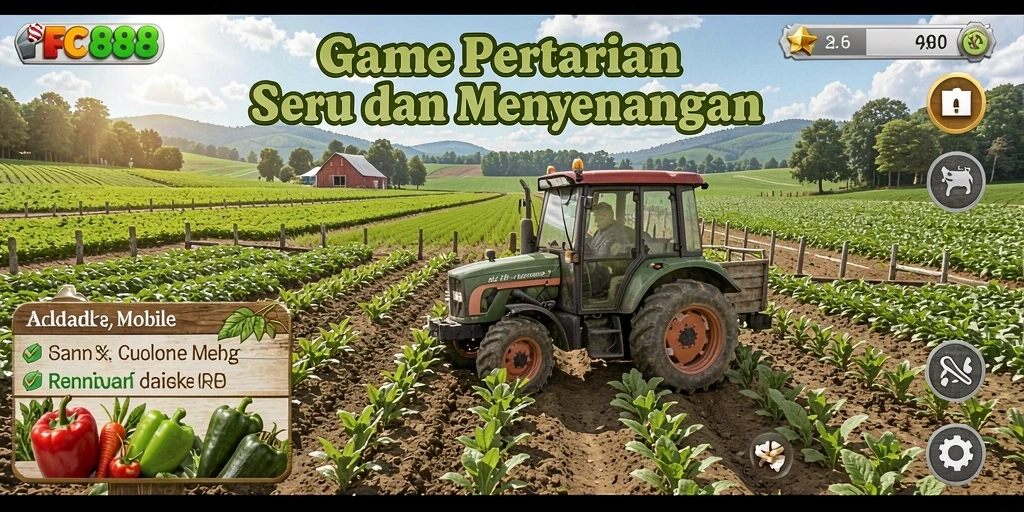 Tampilan gameplay menarik dari FC888 dengan ladang yang subur.