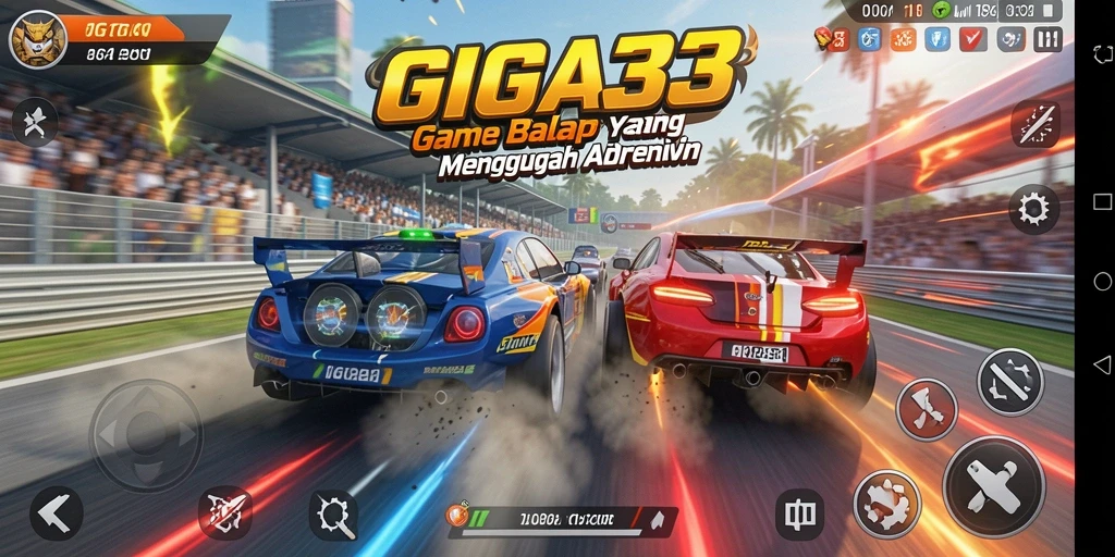 Tampilan gameplay GIGA33 yang mendebarkan dalam balapan.