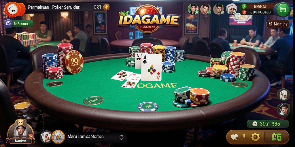 Screenshot utama <strong>IDAGAME</strong> yang menunjukkan aksi seru permainan poker.