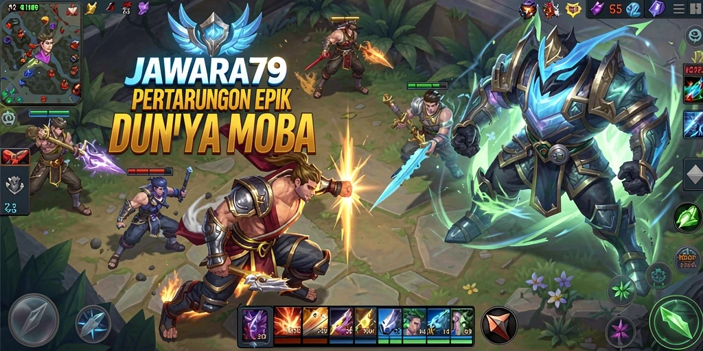 Tampilan dinamis dalam permainan MOBA JAWARA79.