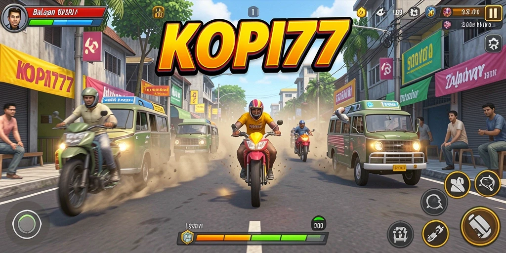 Gameplay menarik dari KOPI77 dengan berbagai lintasan balapan.