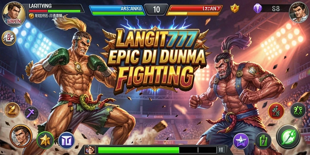 Screenshot LANGIT777 menampilkan aksi pertarungan yang mendebarkan dan karakter yang beraneka ragam.