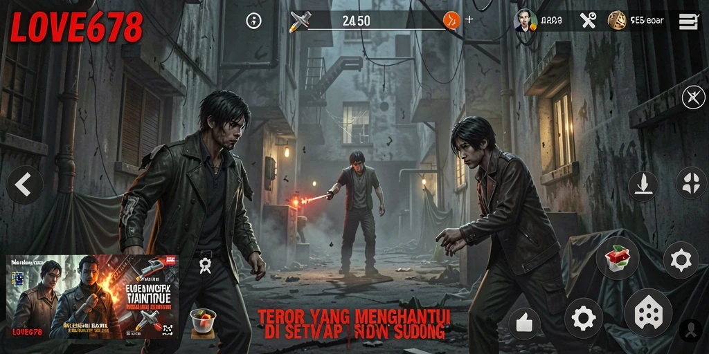 Screenshot utama dari game LOVE678 yang menunjukkan momen menegangkan.