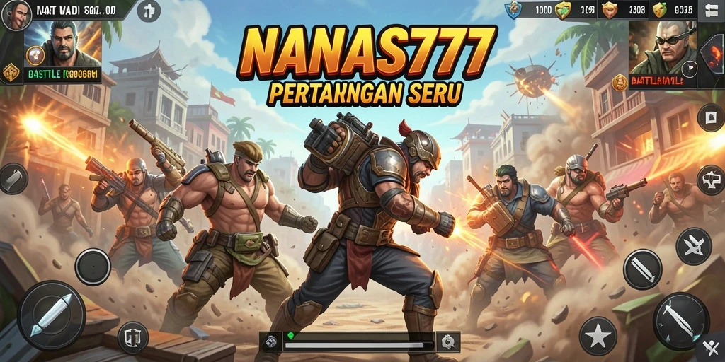 Tampilan gameplay NANAS777 di medan perang yang mendebarkan.