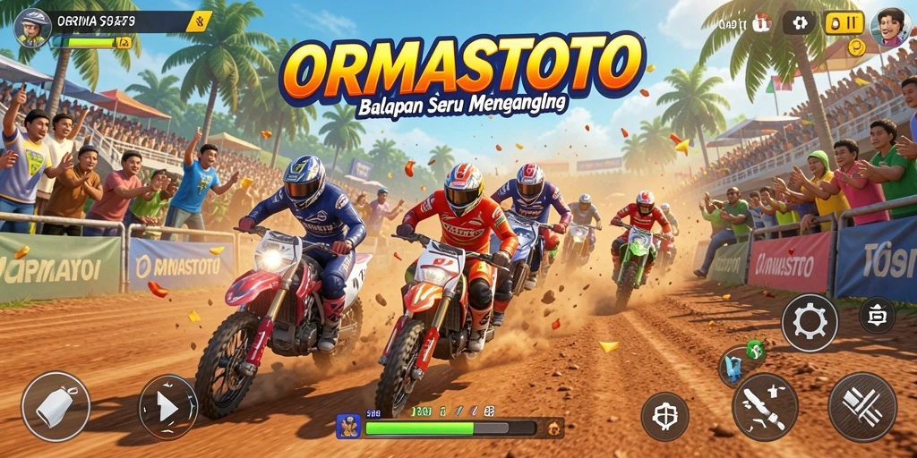 Tampilan gameplay seru di lintasan balap ORMASTOTO.