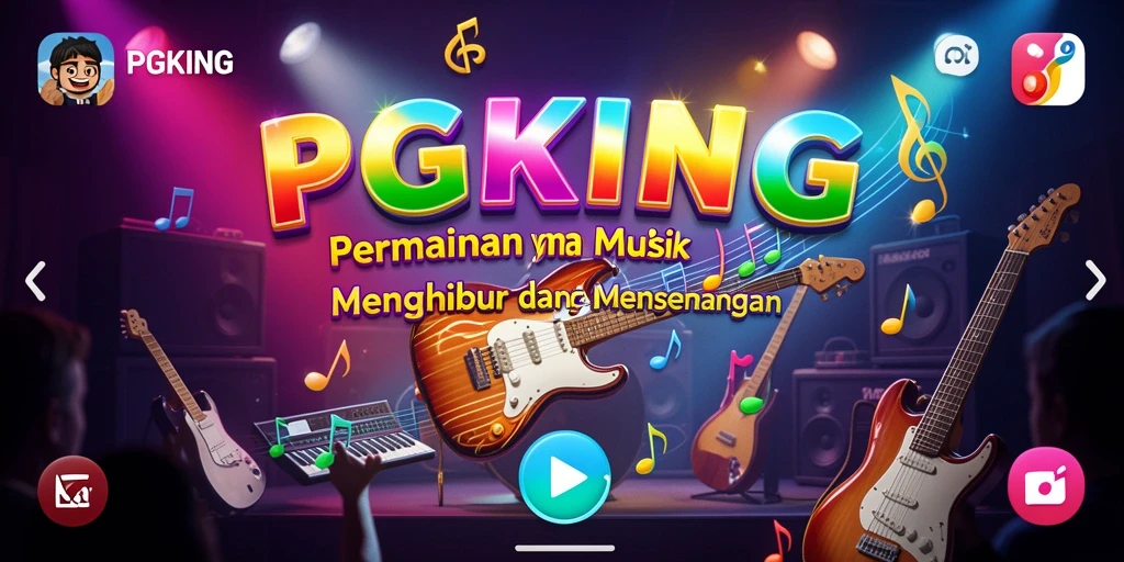 Screenshot PGKING menampilkan gameplay interaktif dengan berbagai genre musik.