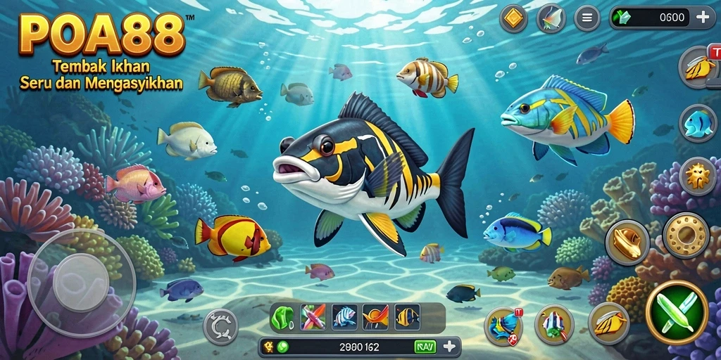 Tangkapan layar game POA88 menunjukkan aksi Tembak Ikan yang menegangkan.