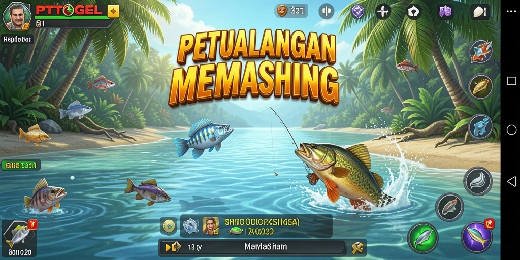 Screenshot utama PTTOGEL menunjukkan pemain dalam aksi memancing yang mendebarkan.