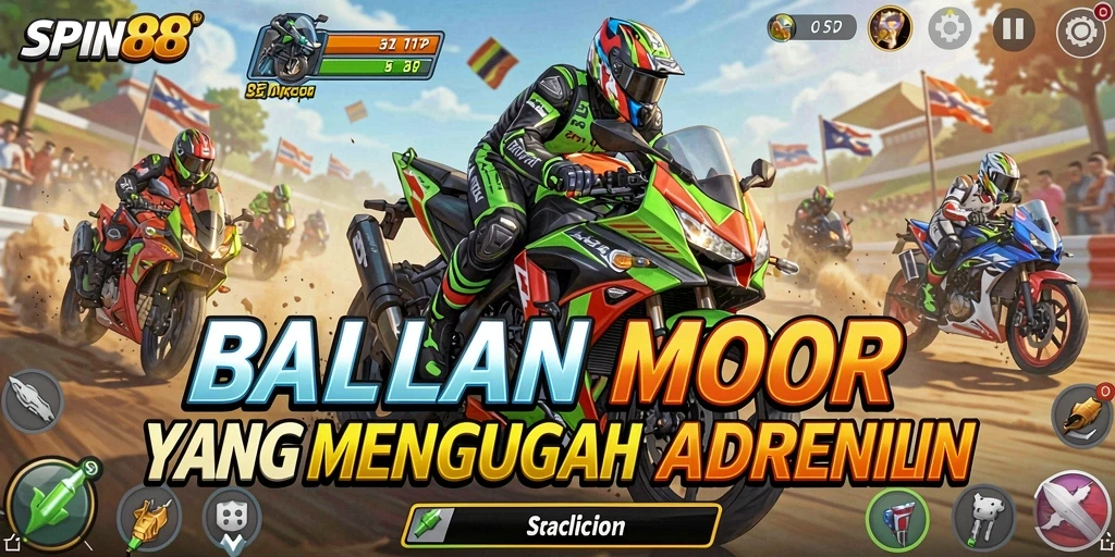 Gameplay menarik dengan balapan motor yang intens.