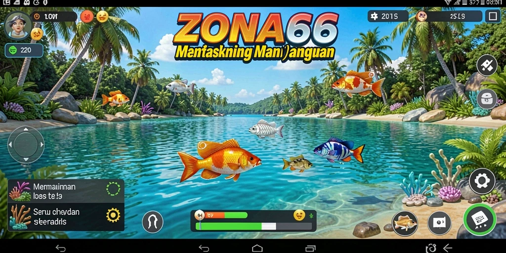 Tampilan gameplay ZONA66 yang menarik saat menangkap ikan.